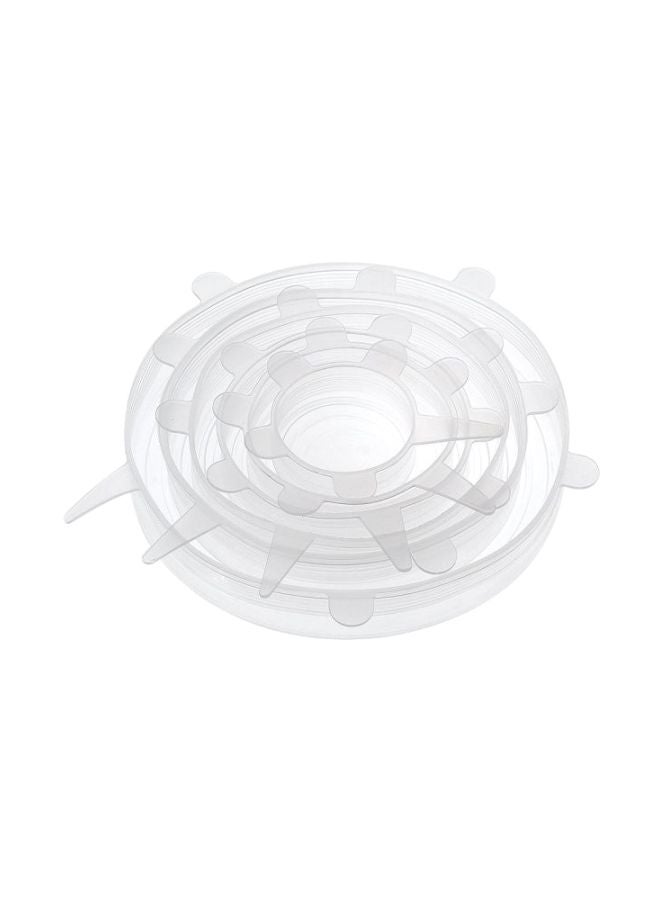 طقم أغطية للطعام مصنوع من السيليكون القابل للتمدد مكون من 6 قطع شفاف 6-Piece - Image 1