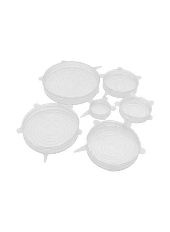 طقم أغطية للطعام مصنوع من السيليكون القابل للتمدد مكون من 6 قطع شفاف 6-Piece - Image 3