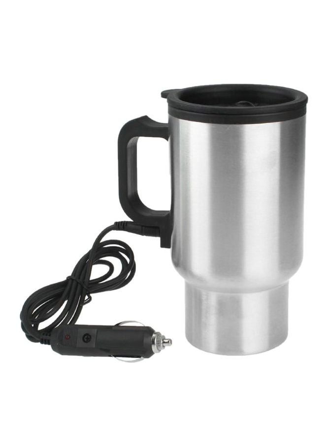 Stainless Steel Car Travel Mug Silver/Black - Image 1