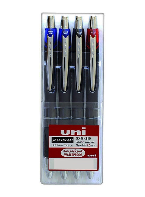 4-Piece Jetstream Retractable Rollerball Pen Set Multicolour