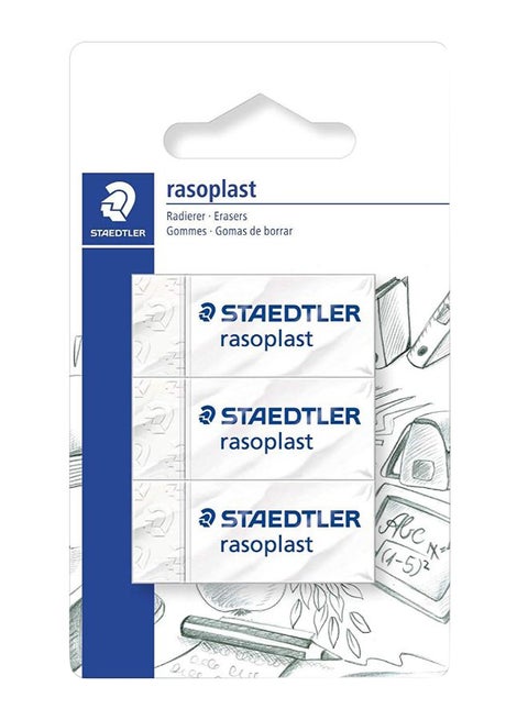 3-Piece Rasoplast Eraser White