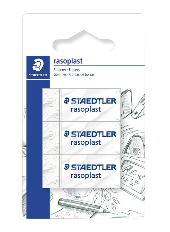STAEDTLER - 3-Piece Rasoplast Eraser White - Image 1