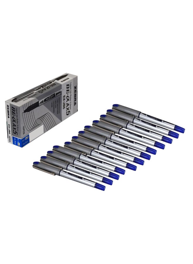 ZEBRA 10-Piece Clip On Dry Ink Pen Set Blue/Silver 