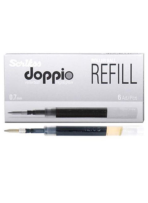 6-Piece Doppio Roller Refill Set Black/Clear/Gold