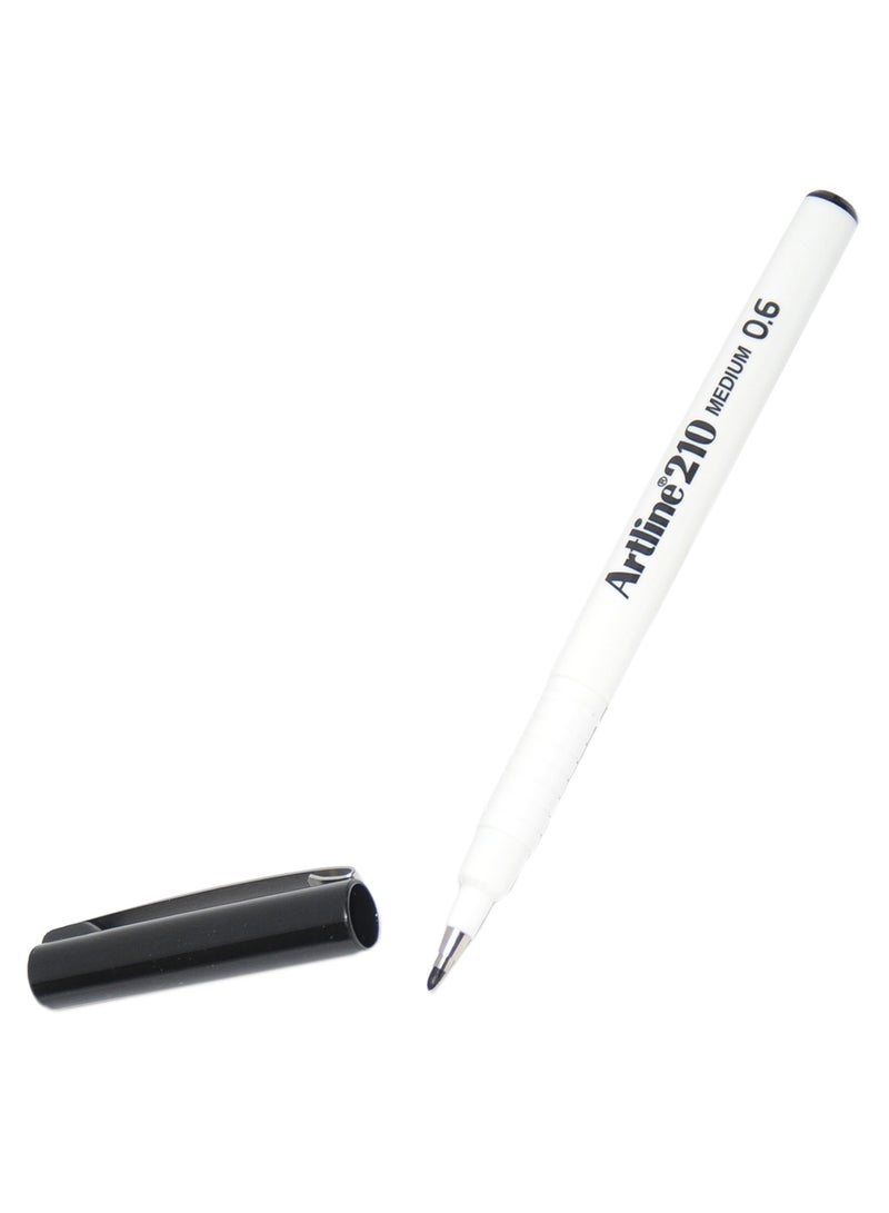 Artline 210 0.6mm Medium Bullet Tip Marker - Black [Pack of 12] Black - Image 2