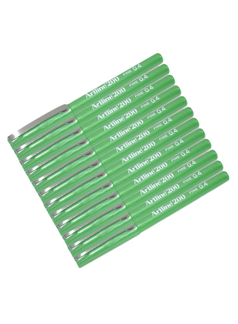 Artline 12-Piece Fineliner Pen Set Green/Silver - Image 1