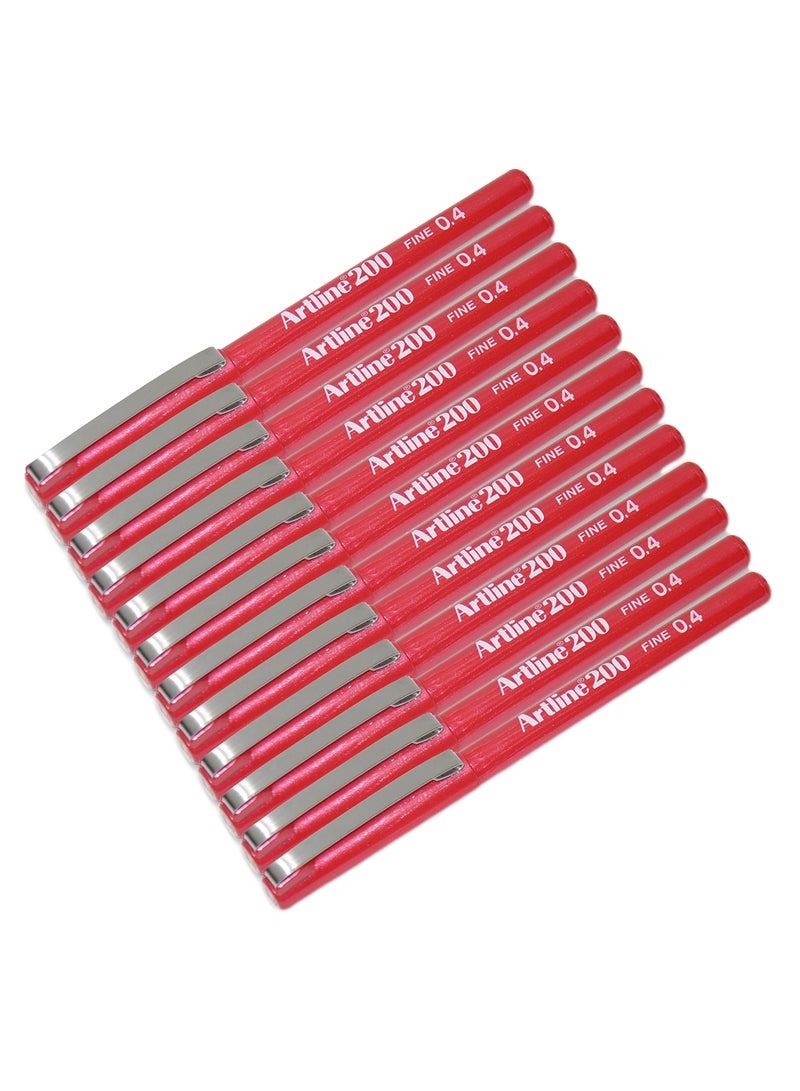 Artline 12-Piece Fineliner Pen Set Red/Silver  - Image 1