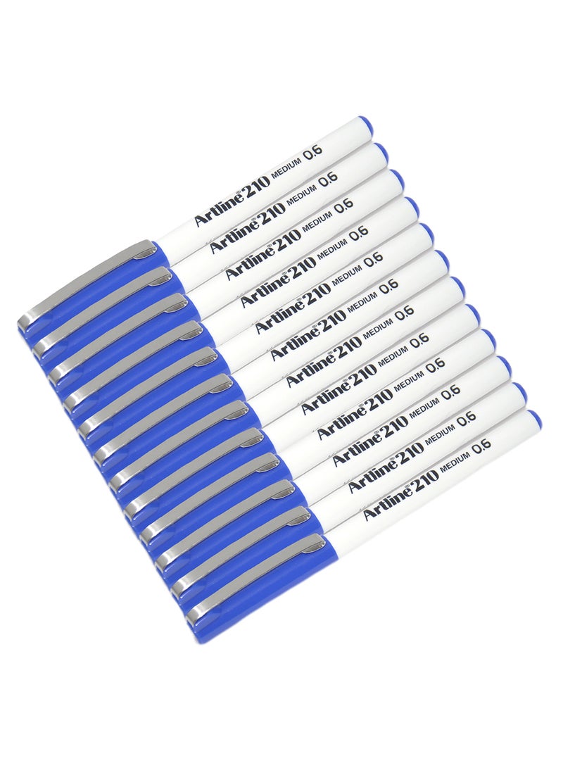Artline 12-Piece Fineliner Pen Set White/Blue - Image 1