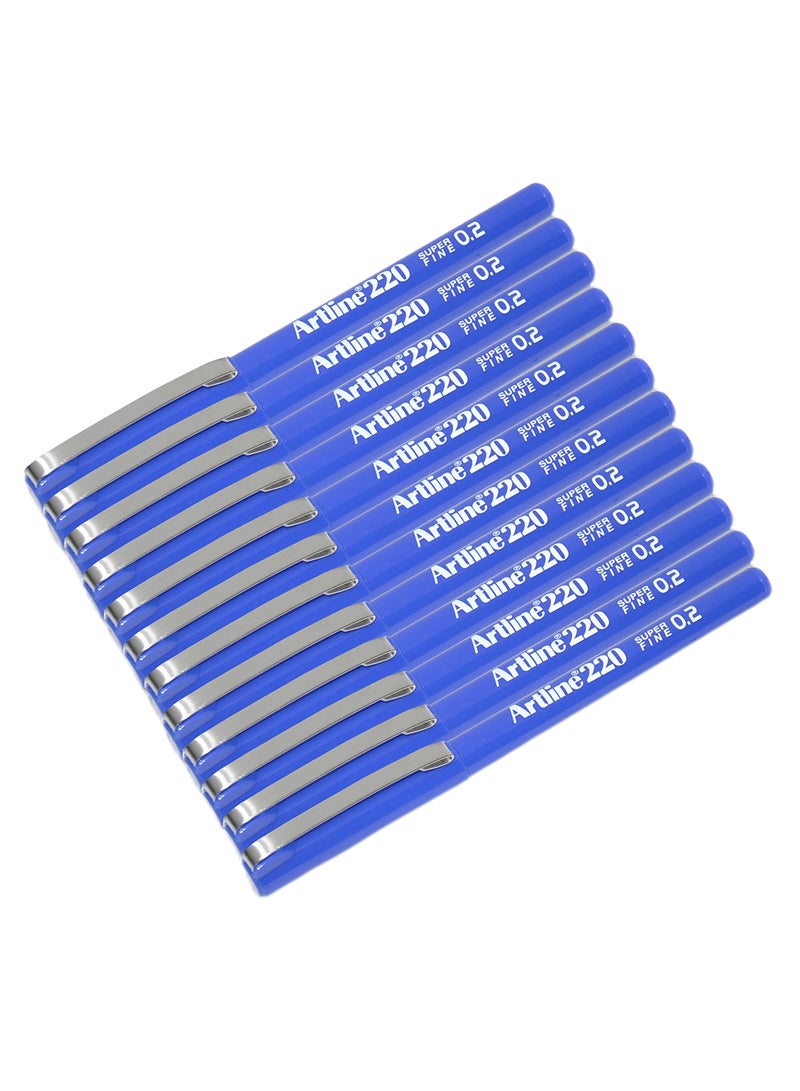 Artline 12-Piece Fineliner Pen Set Blue/Silver - Image 1