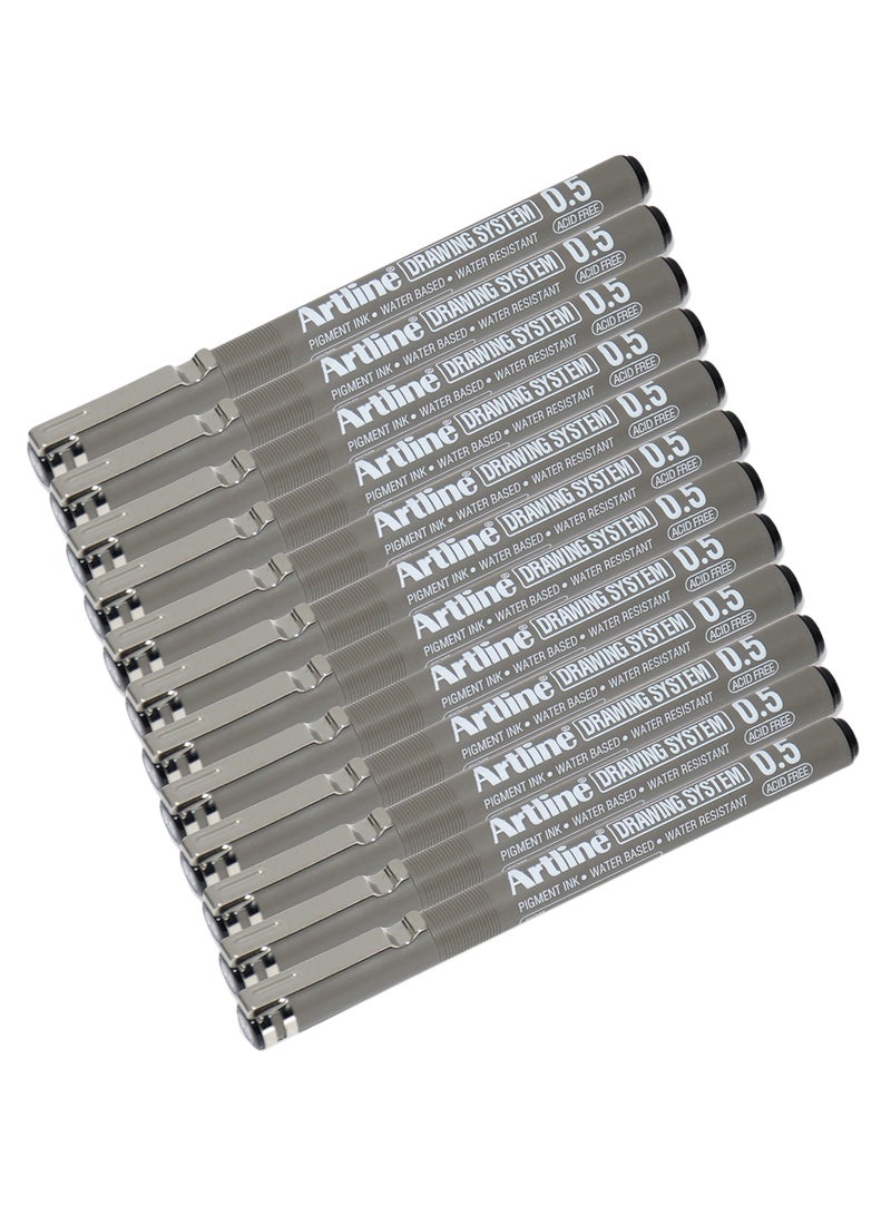 Artline 12-Piece Fineliner Pen Set Grey/Silver - Image 1