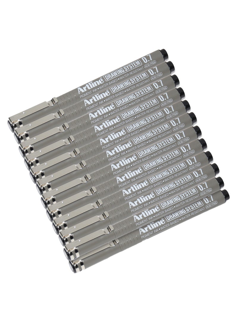 Artline 12-Piece Fineliner Pen Set Grey/Silver - Image 1