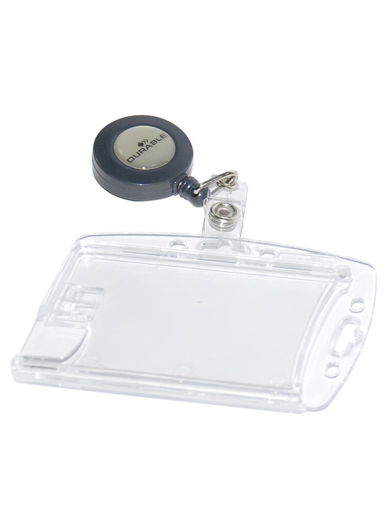 Durable 10-Piece Dual Security Pass Badge Holder Set Clear/Black - Image 1