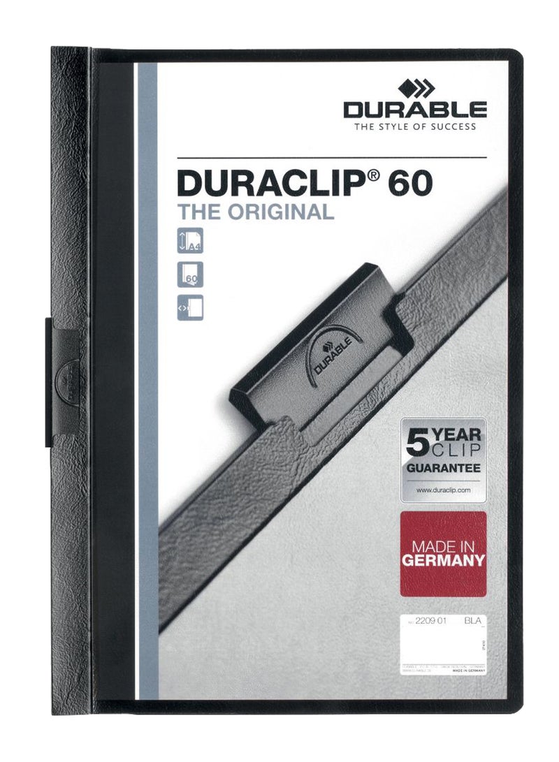 ديورابل طقم ملف مستندات بمشبك دوراكليب قياس A4 من 25 قطعة أسود - Image 1
