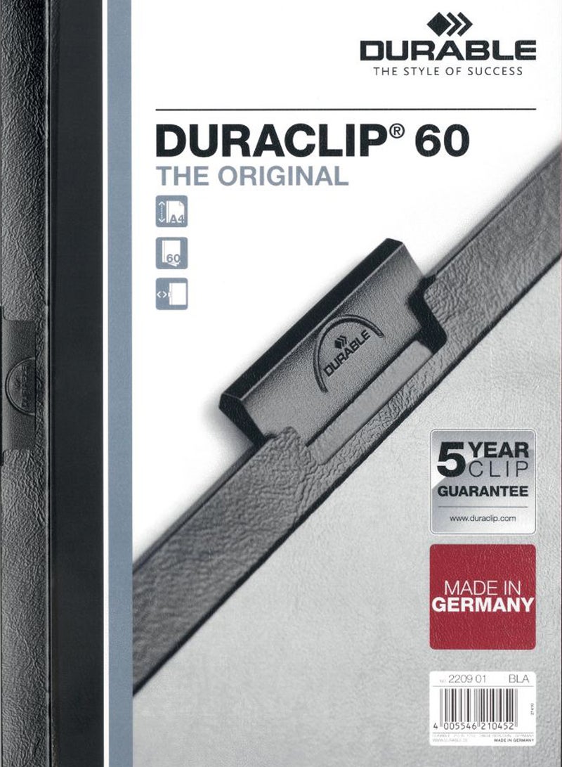 ديورابل طقم ملف مستندات بمشبك دوراكليب قياس A4 من 25 قطعة أسود - Image 2