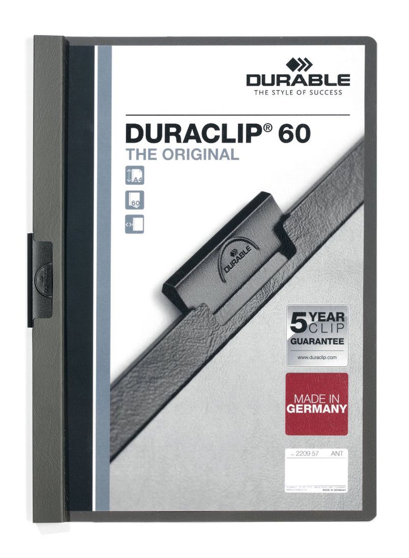 Durable 25-Piece A4 Duraclip File Set Dark Grey/Black - Image 1