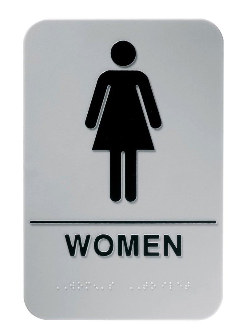 Durable Women Pictogram Sign With Braille Grey/Black - Image 1