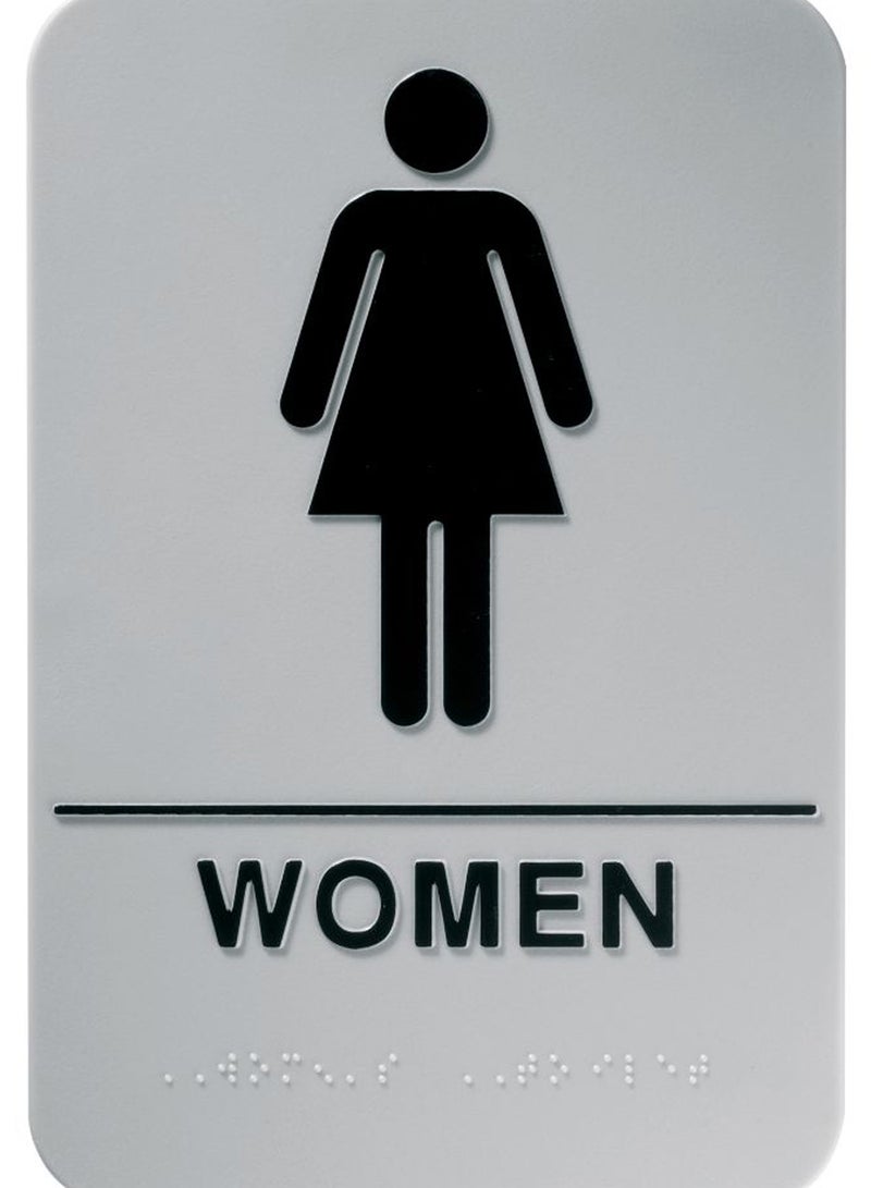 Durable Women Pictogram Sign With Braille Grey/Black - Image 2