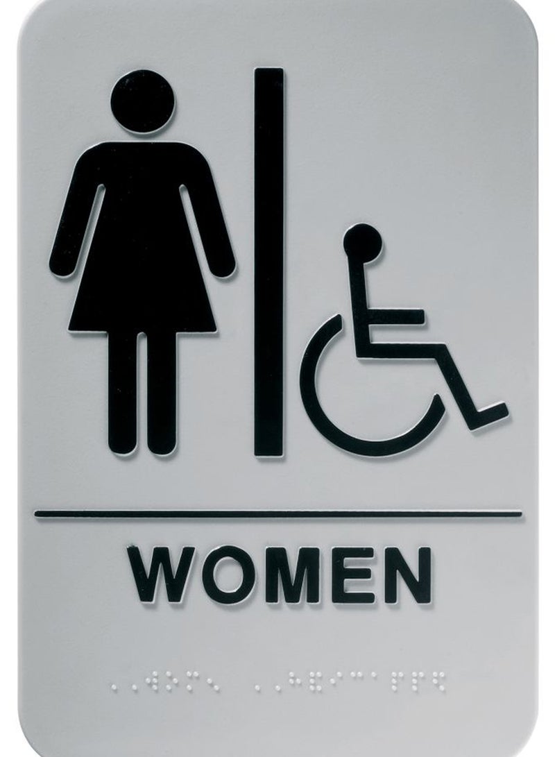 Durable Women Disabled Pictogram Sign With Braille Grey/Black - Image 2