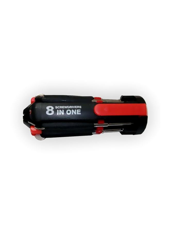 8-In-1 Screwdriver Set With Torch Black/Red/Silver  - Image 2