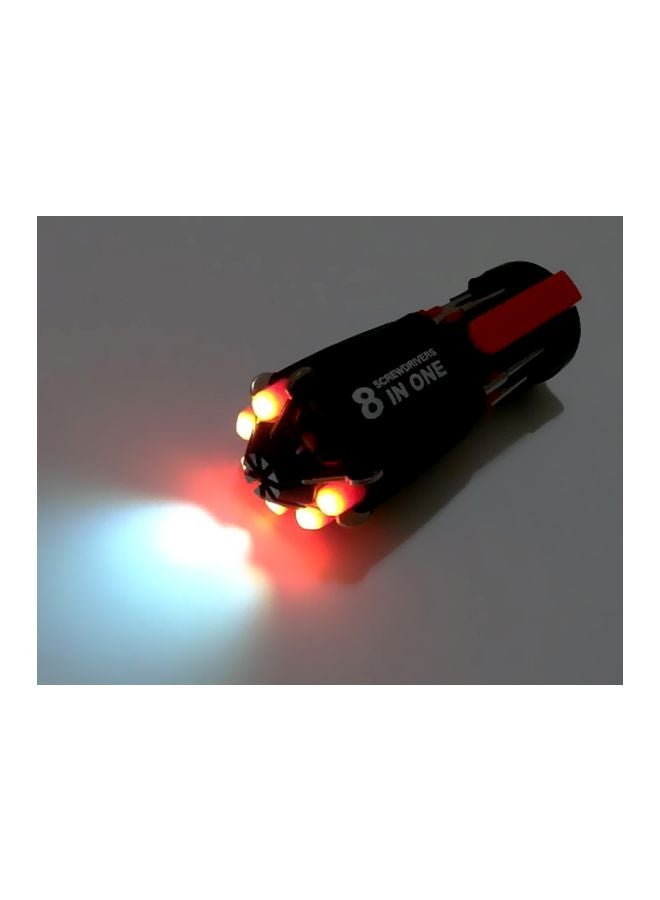 8-In-1 Screwdriver Set With Torch Black/Red/Silver  - Image 3