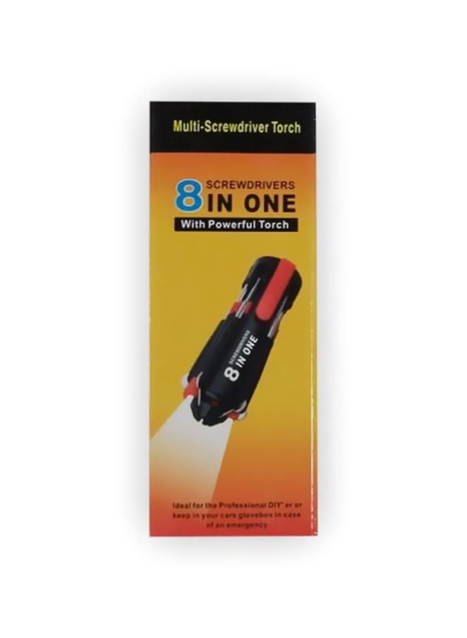 8-In-1 Screwdriver Set With Torch Black/Red/Silver  - Image 5