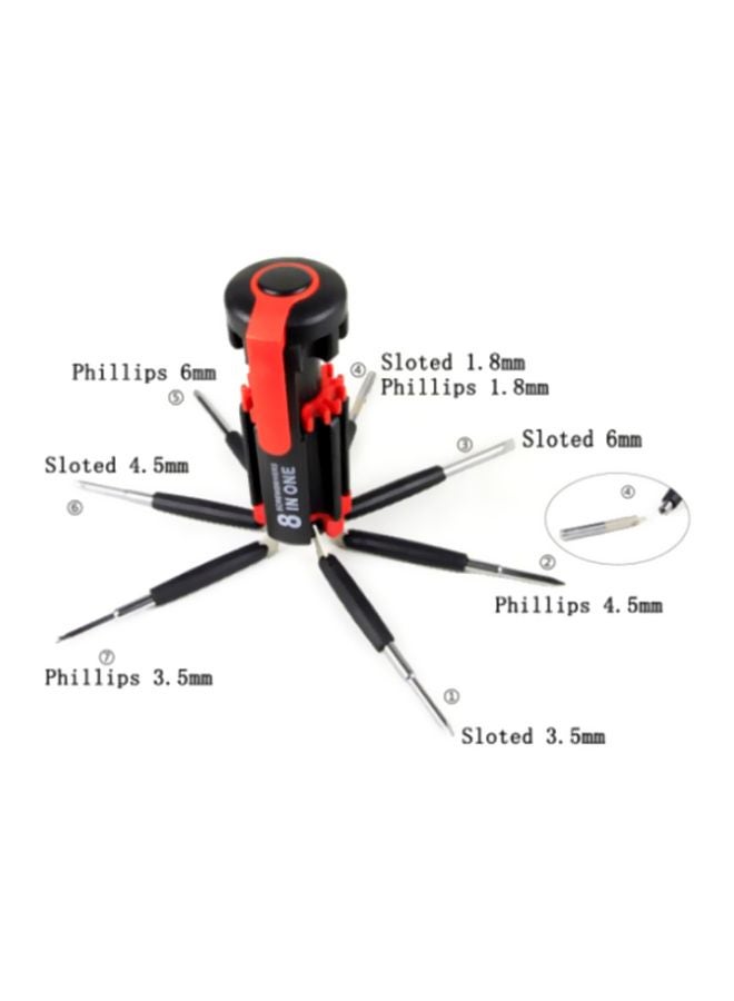 8-In-1 Screwdriver Set With Torch Black/Red/Silver  - Image 3