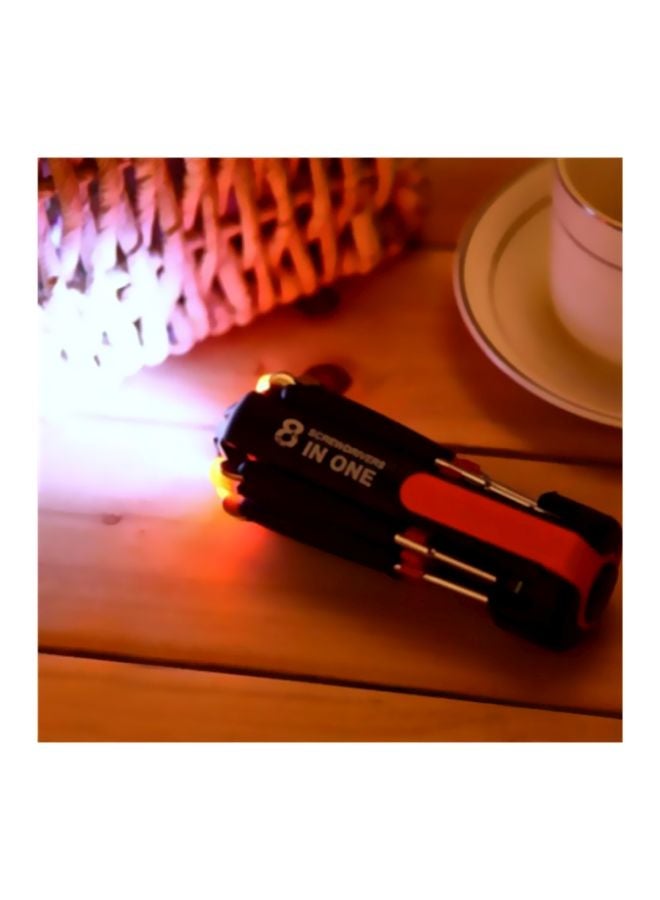 8-In-1 Screwdriver Set With Torch Black/Red/Silver  - Image 4
