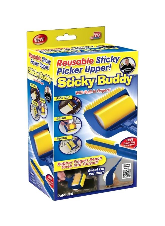 AS SEEN ON TV Sticky Buddy Lint Roller With Built-In Fingers Yellow/Blue - Image 2