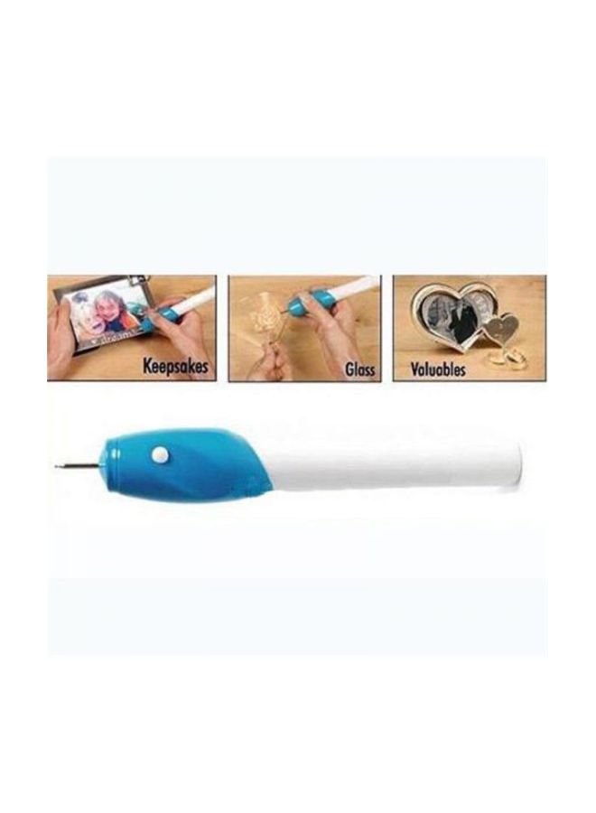 Electric Mini Engraving Pen White/Blue 6.88x1.02inch  - Image 2