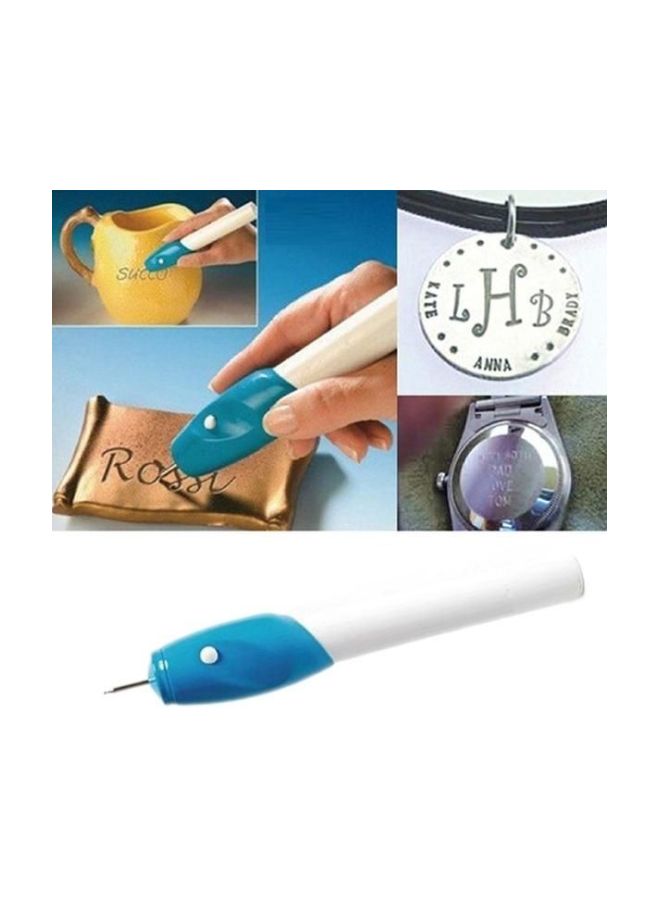 Electric Mini Engraving Pen White/Blue 6.88x1.02inch  - Image 3