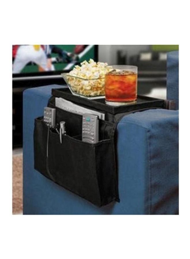 6-Pocket Sofa Armrest Organizer With Armrest Tray Black 31cm - Image 4