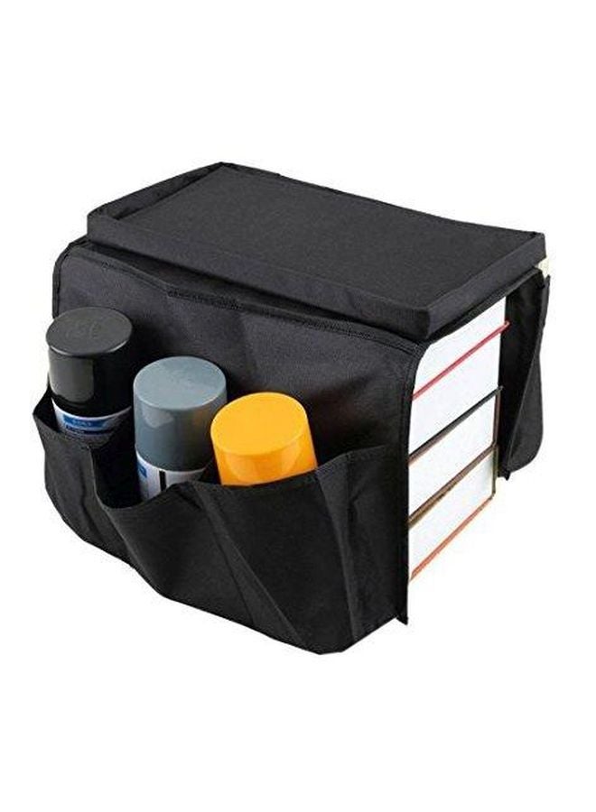 6-Pocket Sofa Armrest Organizer With Armrest Tray Black 31cm - Image 2
