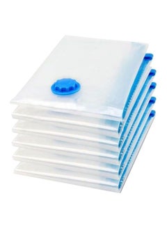 Qings 6-Piece Reusable Sealer Storage Bag With Suction Pump Clear/Blue 50x70centimeter  - Image 1