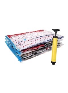 Qings 6-Piece Reusable Sealer Storage Bag With Suction Pump Clear/Blue 50x70centimeter  - Image 2