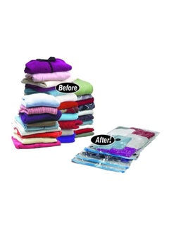 Qings 6-Piece Reusable Sealer Storage Bag With Suction Pump Clear/Blue 50x70centimeter  - Image 3