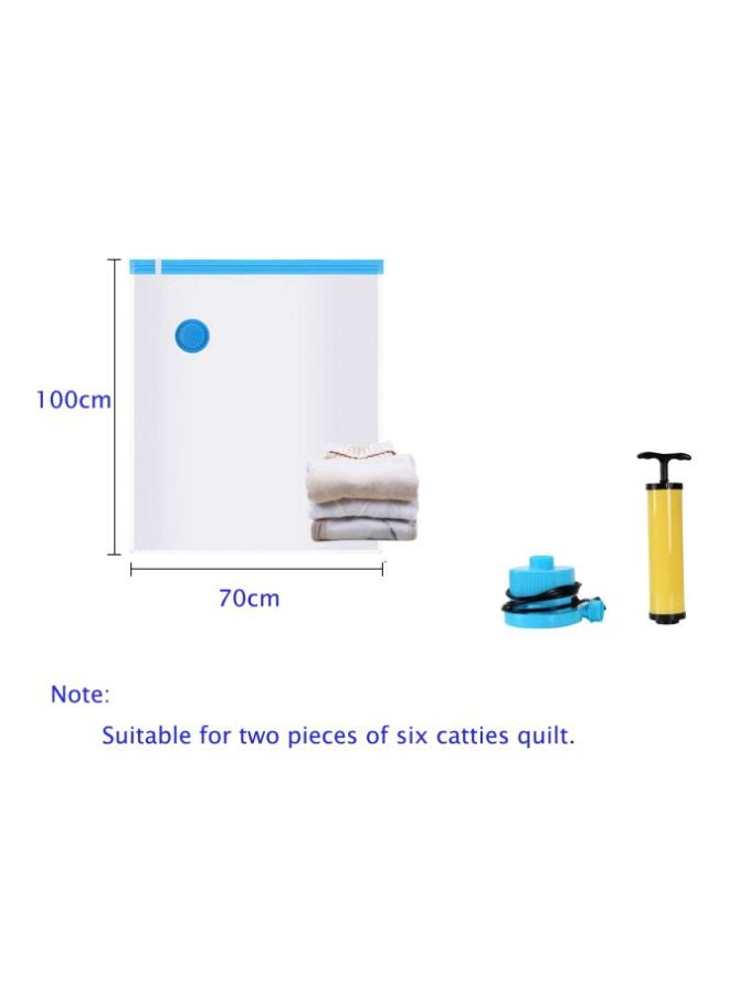 7-Piece Reusable Sealer Storage Bag With Suction Pump Clear/Blue 70x100cm - Image 2