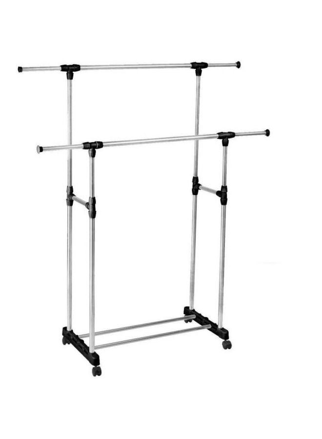 Metal Double Pole Cloth Hanger Silver/Black  - Image 2