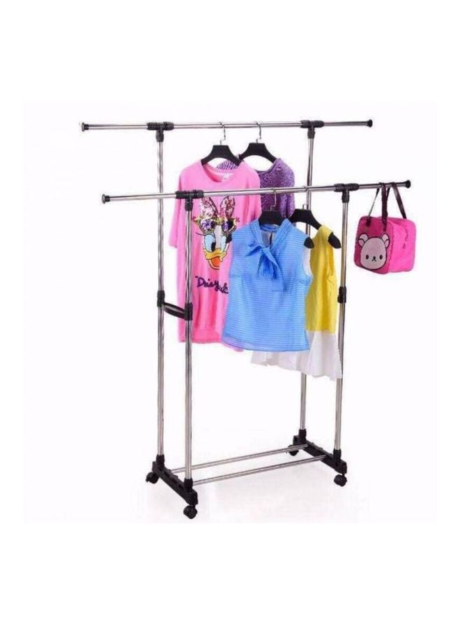 Metal Double Pole Cloth Hanger Silver/Black  - Image 5