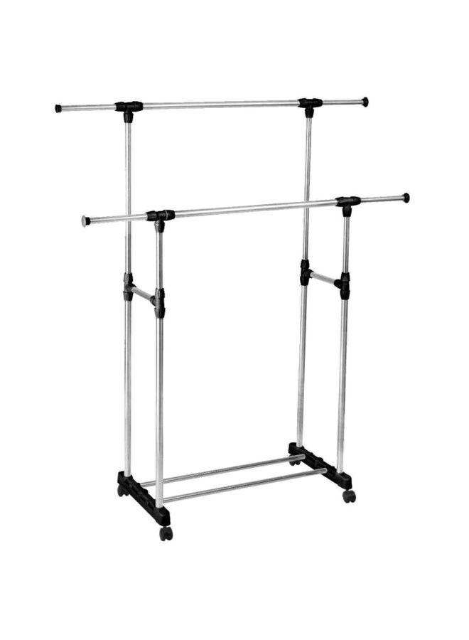 Double-Pole Clothes Hanger With Wheels Silver/Black - Image 1