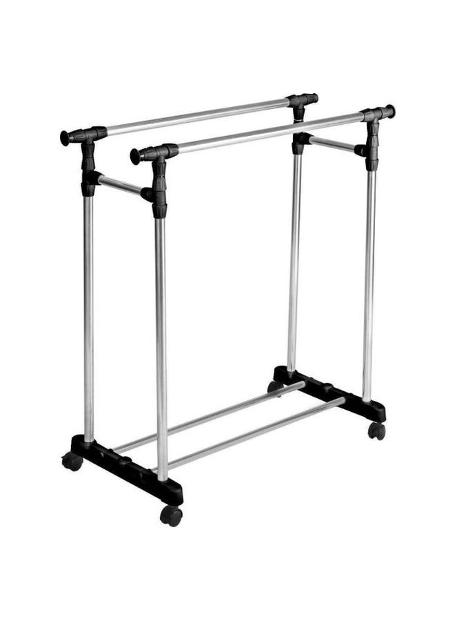 Double-Pole Clothes Hanger With Wheels Silver/Black - Image 2