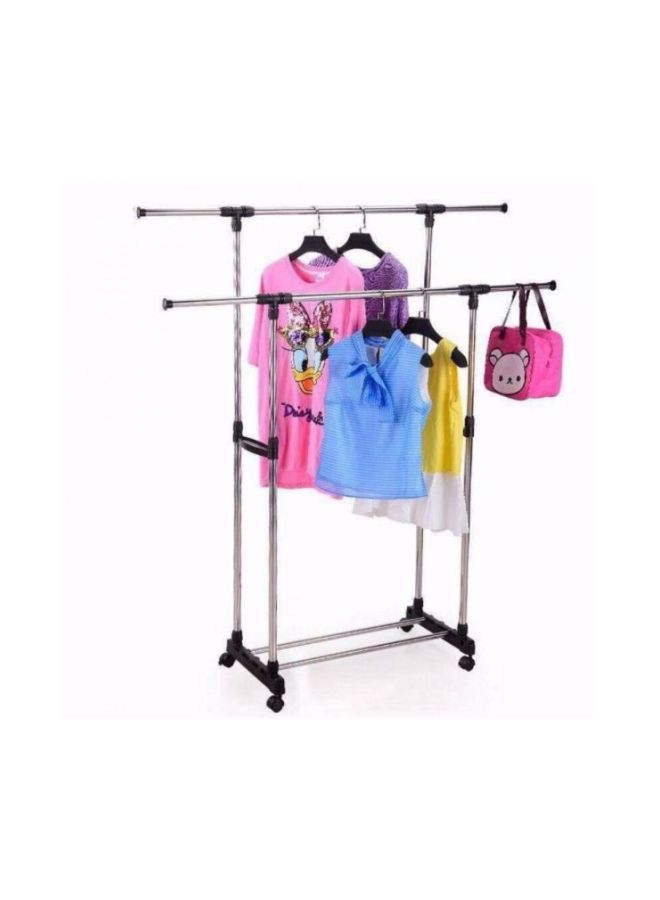 Double-Pole Clothes Hanger With Wheels Silver/Black - Image 3