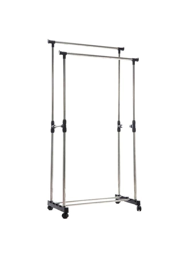 Generic - Double Pole Clothes Rack And Wheels Silver/Black - Image 1