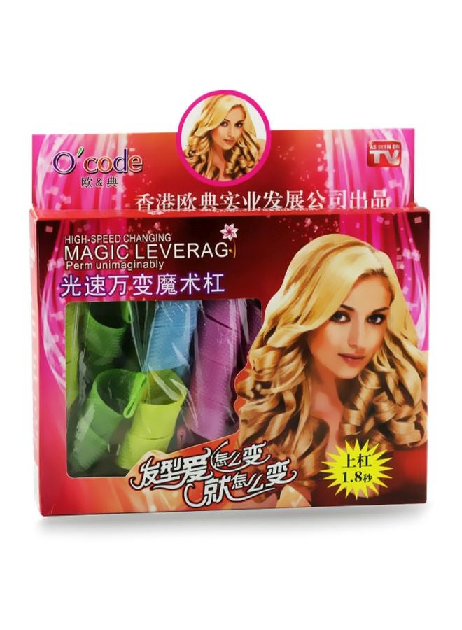 Set Of 6 Magic Levarag Hair Curling Tools Green/Blue/Pink - Image 2