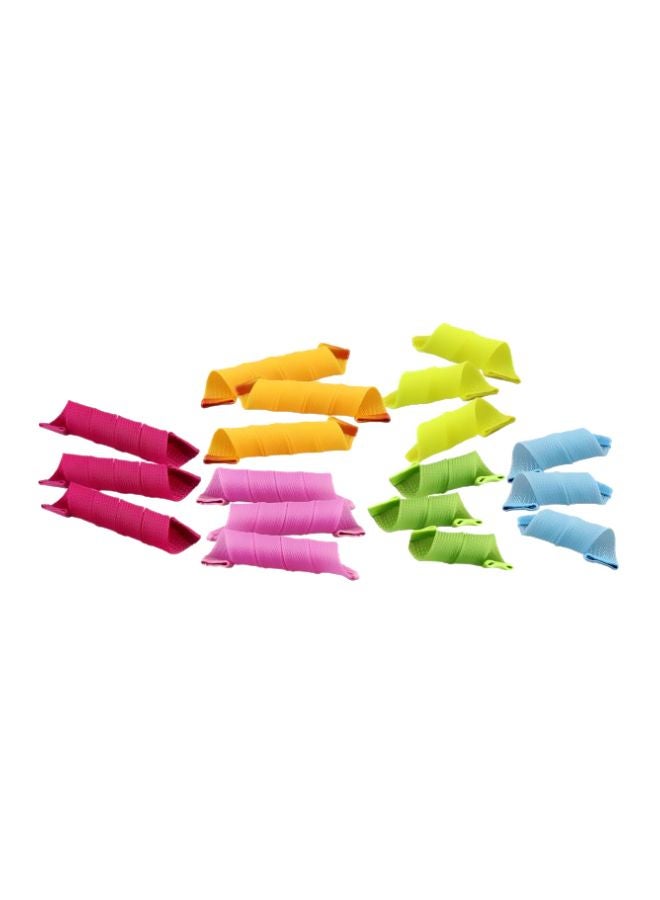 Set Of 6 Magic Levarag Hair Curling Tools Green/Blue/Pink - Image 1