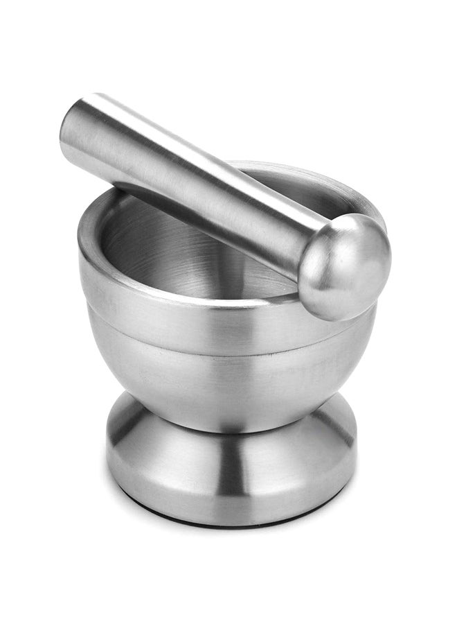 Mortar And Pestle Pedestal Bowl Silver  - Image 2