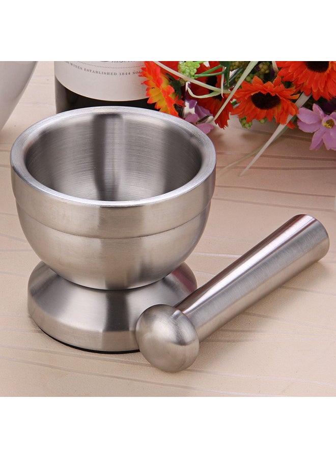 Mortar And Pestle Pedestal Bowl Silver  - Image 3