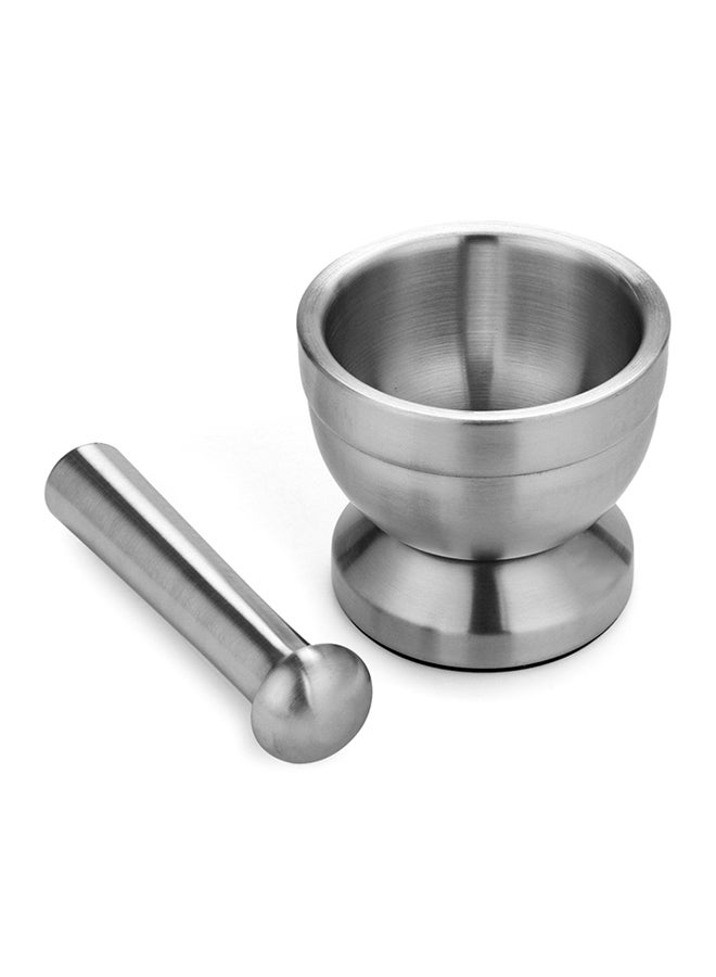 Mortar And Pestle Pedestal Bowl Silver  - Image 1