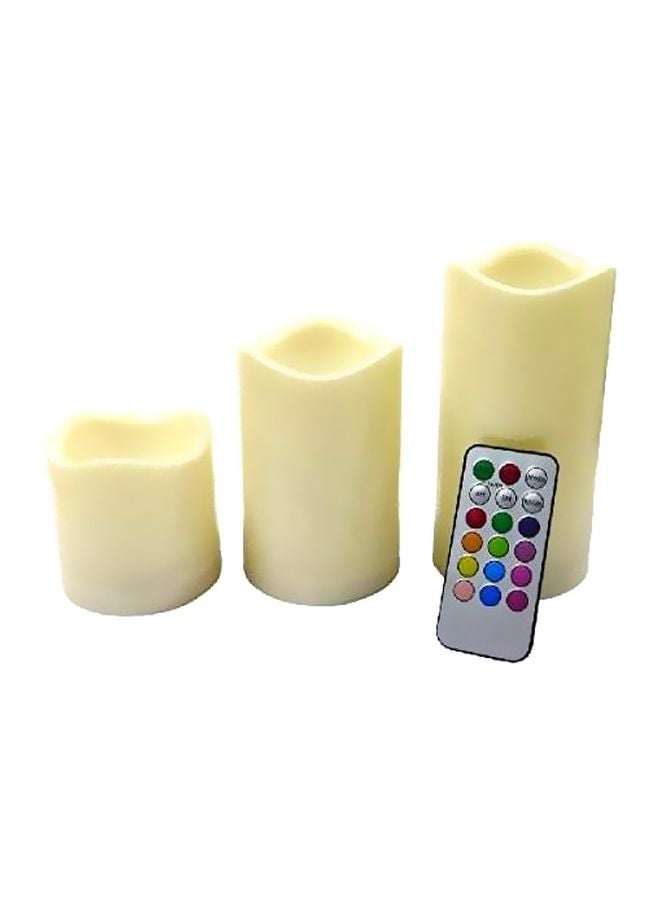 3-Piece LED Candle Set With Remote Control Beige One Size  - Image 1