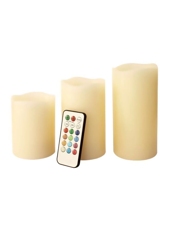 3-Piece LED Candle Set With Remote Control Beige One Size  - Image 2