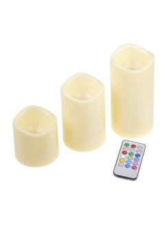 AS SEEN ON TV 3-Piece Flameless Candle With Remote Control Set White  - Image 1